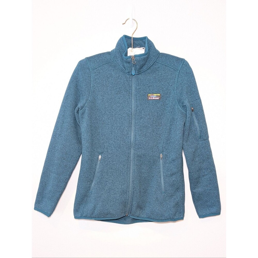 L.L.Bean Sweater Fleece Full-Zip Jacket In Green - Picture 4 of 11